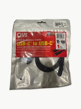 Qvs Black USB-C to USB-C Extension Cable 10gbps 100watts